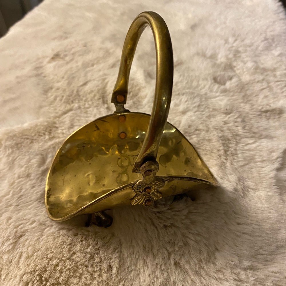 Brass Fireplace Wood Log Basket Holder Small Miniature Rack Matches Claw Feet 6"